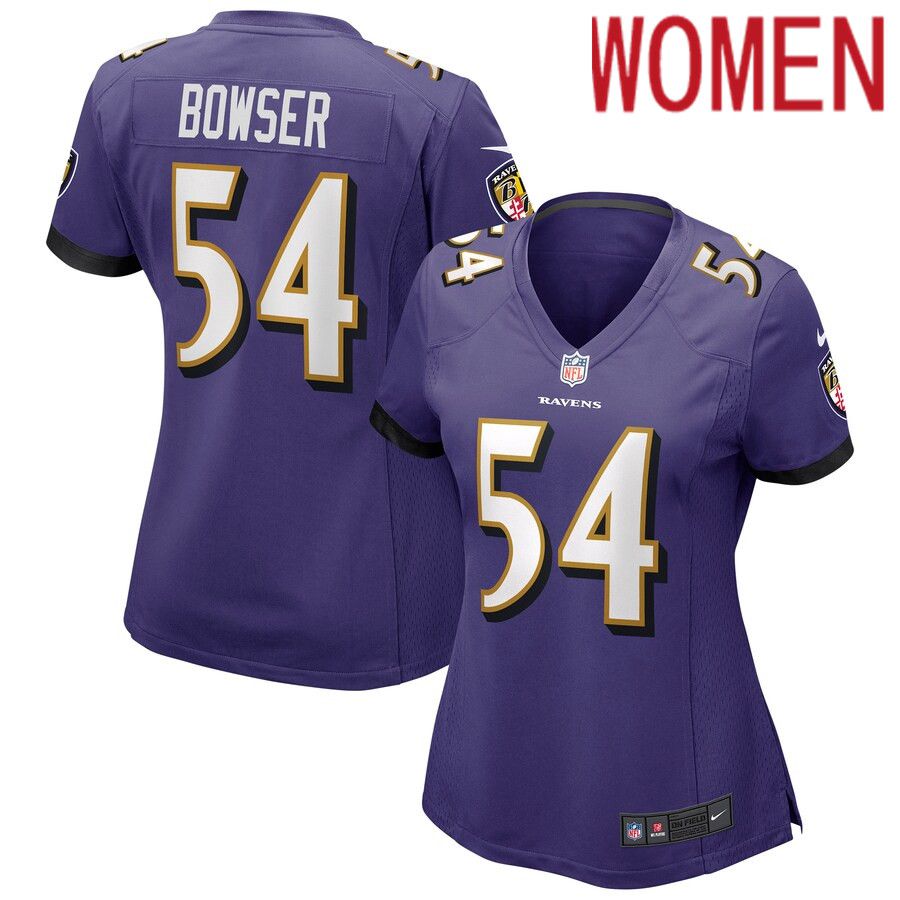 Women Baltimore Ravens #54 Tyus Bowser Nike Purple Game NFL Jersey->women nfl jersey->Women Jersey